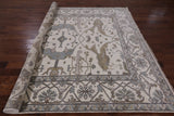 Ivory Turkish Oushak Hand Knotted Wool Area Rug - 8' 2" X 9' 8" - Golden Nile