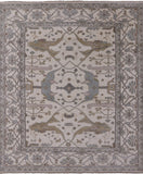 Ivory Turkish Oushak Hand Knotted Wool Area Rug - 8' 2" X 9' 8" - Golden Nile