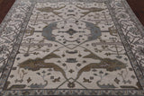 Ivory Turkish Oushak Hand Knotted Wool Area Rug - 8' 2" X 9' 8" - Golden Nile
