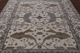 Ivory Turkish Oushak Hand Knotted Wool Area Rug - 8' 2" X 9' 8" - Golden Nile