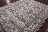 Ivory Turkish Oushak Hand Knotted Wool Area Rug - 8' 2" X 9' 8" - Golden Nile