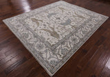 Ivory Turkish Oushak Hand Knotted Wool Area Rug - 8' 2" X 9' 8" - Golden Nile