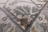 Ivory Turkish Oushak Hand Knotted Wool Area Rug - 8' 2" X 9' 8" - Golden Nile