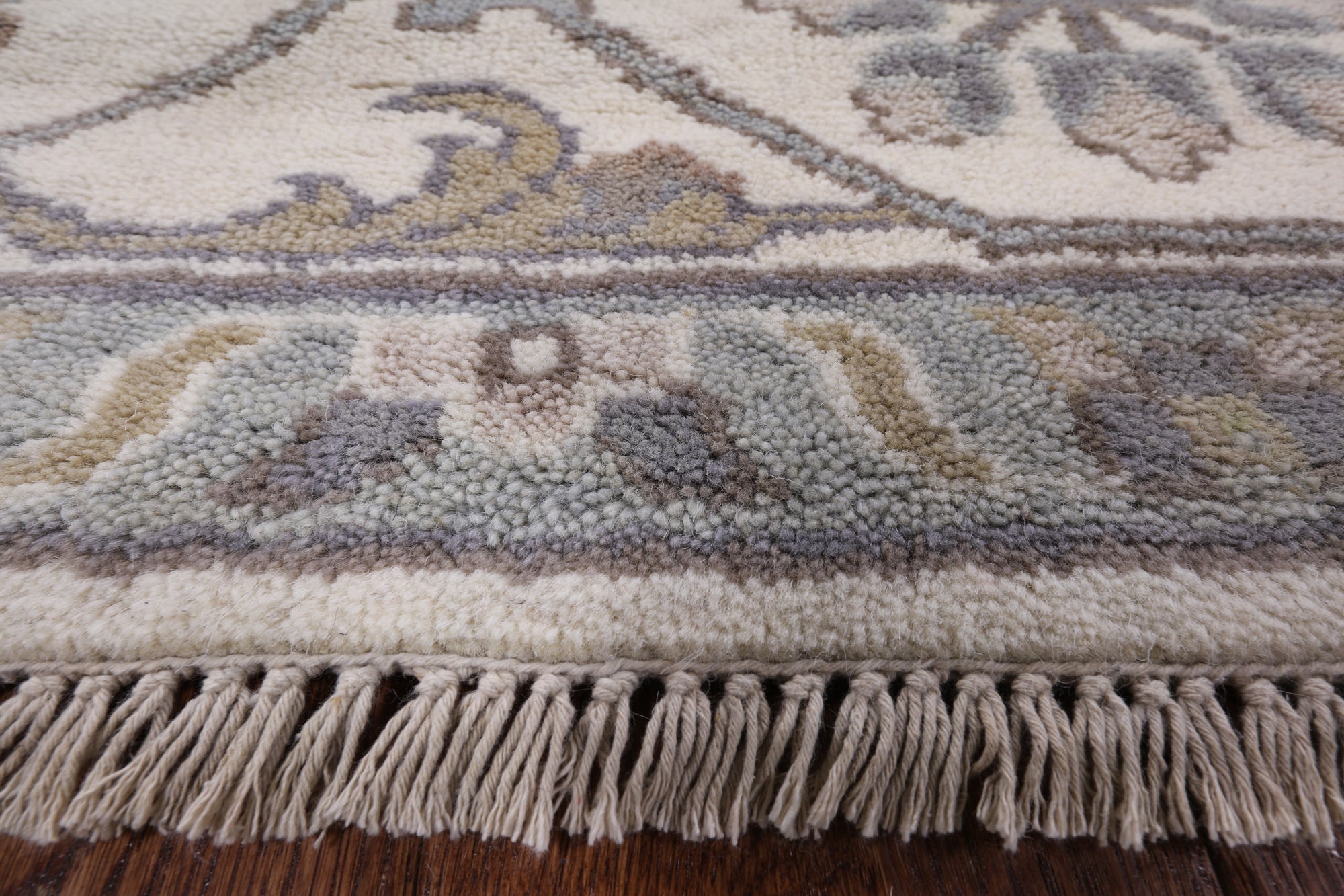 Ivory Turkish Oushak Hand Knotted Wool Area Rug - 8' 2" X 9' 8" - Golden Nile