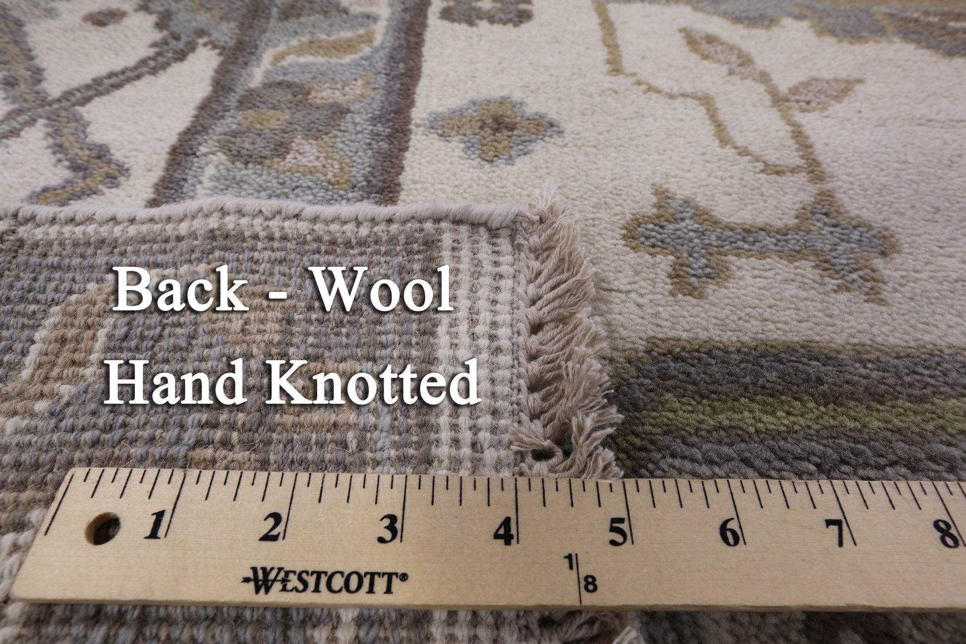 Ivory Turkish Oushak Hand Knotted Wool Area Rug - 8' 2" X 9' 8" - Golden Nile