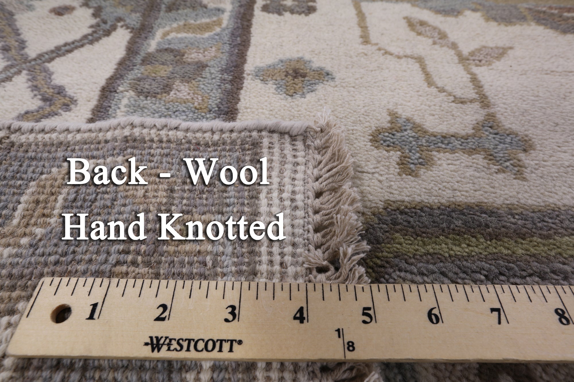 Ivory Turkish Oushak Hand Knotted Wool Area Rug - 8' 2" X 9' 8" - Golden Nile