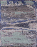 Abstract Contemporary Hand Knotted Wool & Silk Rug - 7' 11" X 10' 1" - Golden Nile