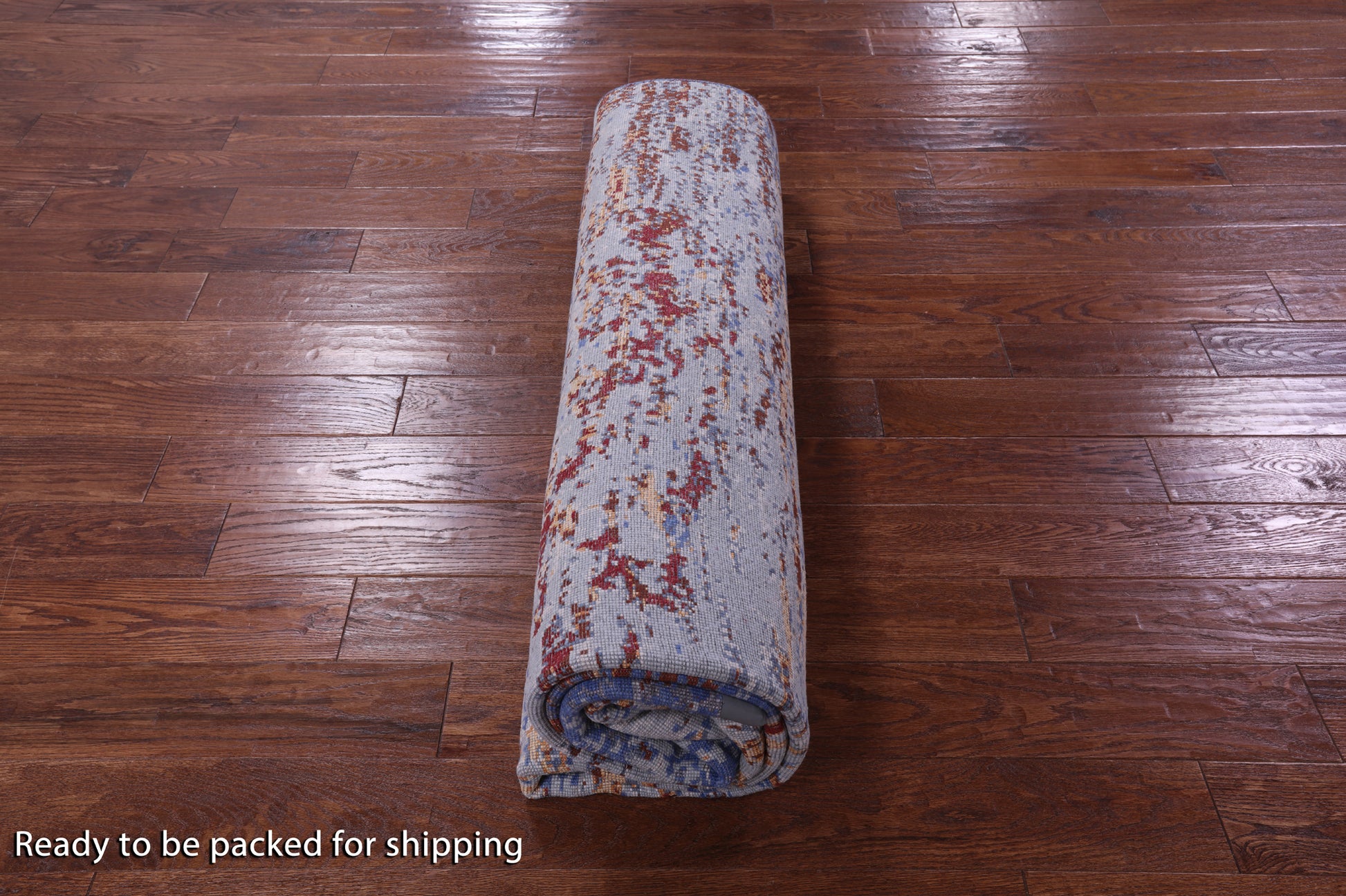Abstract Contemporary Hand Knotted Wool & Silk Rug - 7' 11" X 9' 9" - Golden Nile