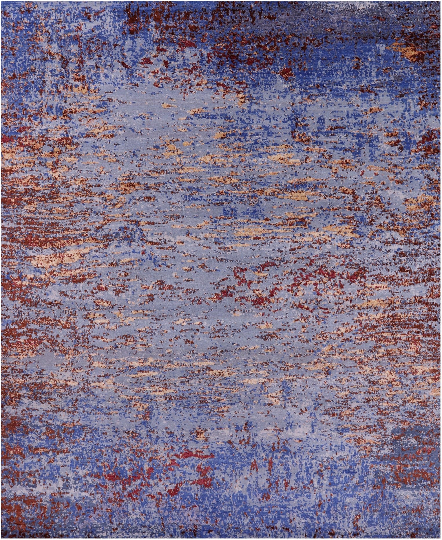 Abstract Contemporary Hand Knotted Wool & Silk Rug - 7' 11" X 9' 9" - Golden Nile