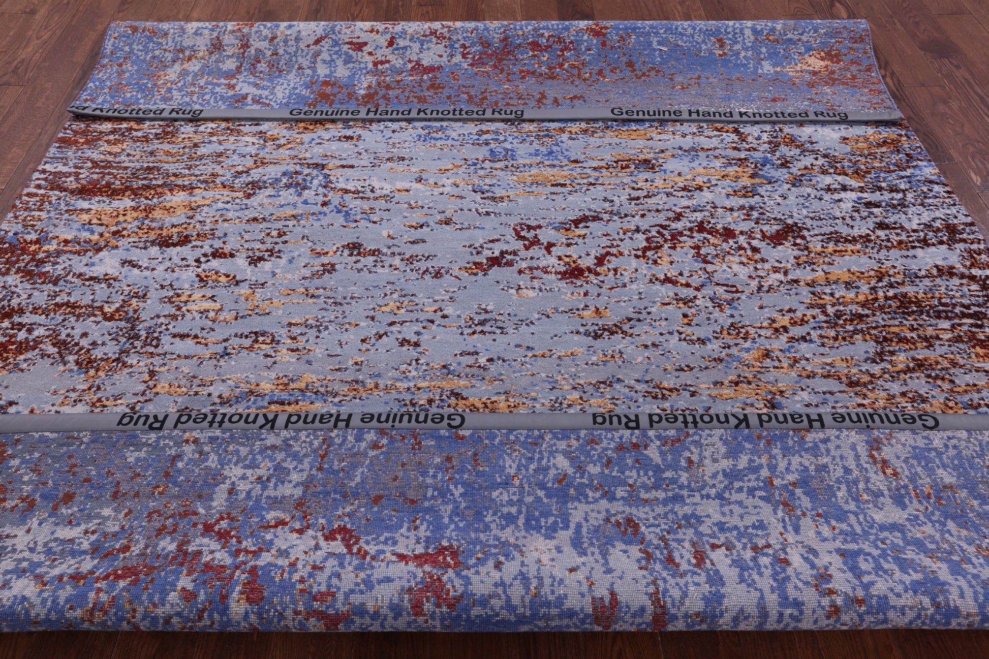 Abstract Contemporary Hand Knotted Wool & Silk Rug - 7' 11" X 9' 9" - Golden Nile