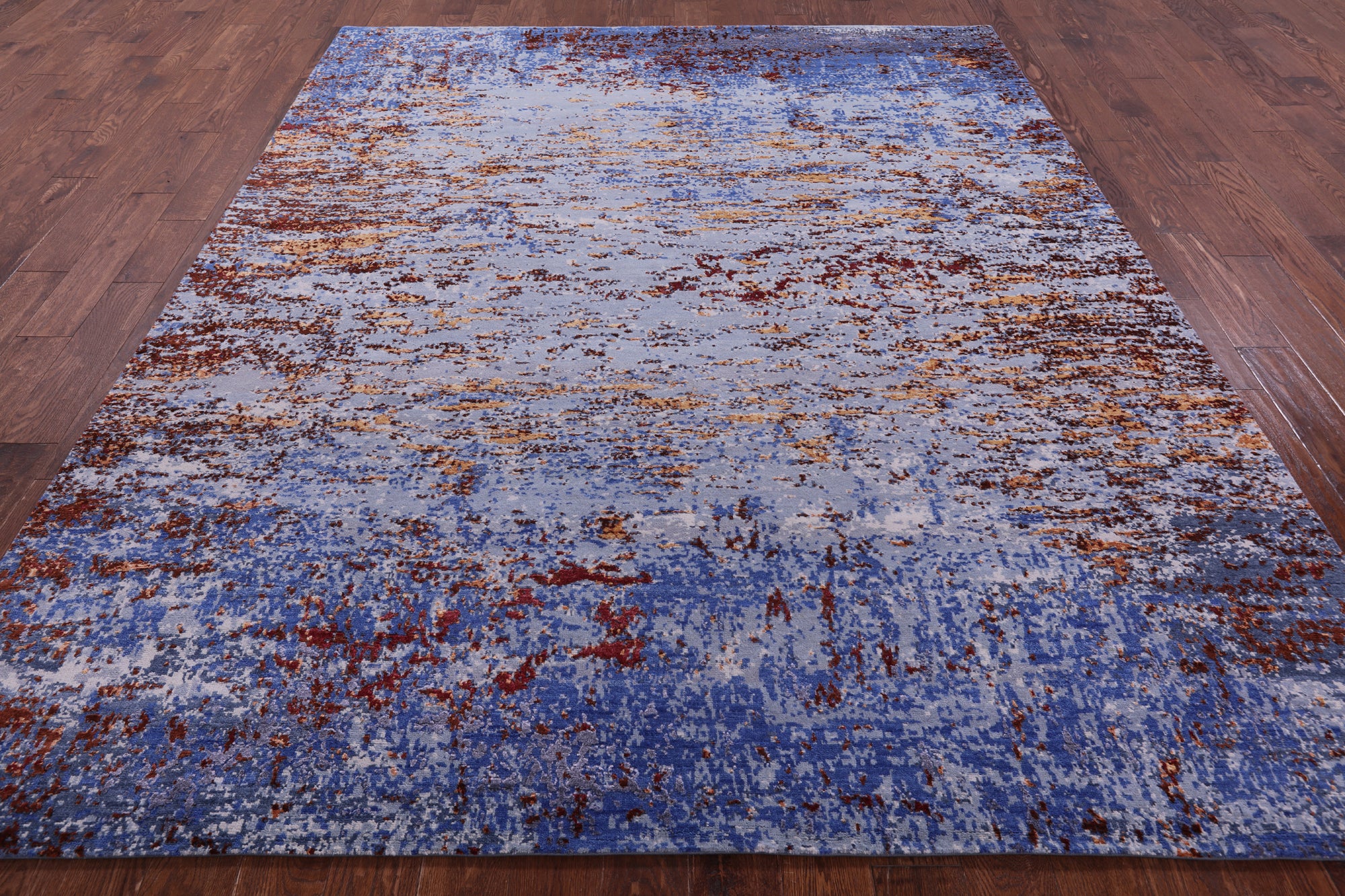Abstract Contemporary Hand Knotted Wool & Silk Rug - 7' 11" X 9' 9" - Golden Nile