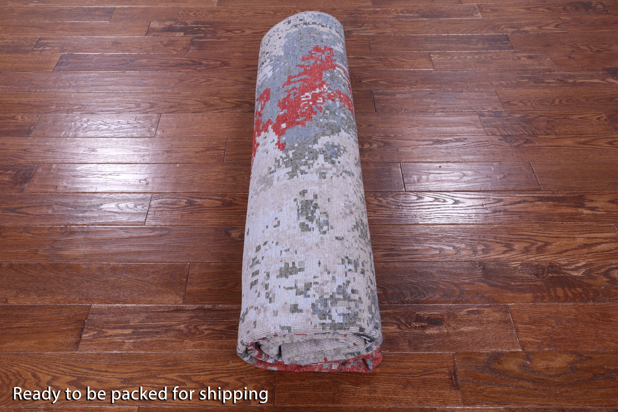 Abstract Contemporary Hand Knotted Wool & Silk Rug - 7' 11" X 10' 0" - Golden Nile