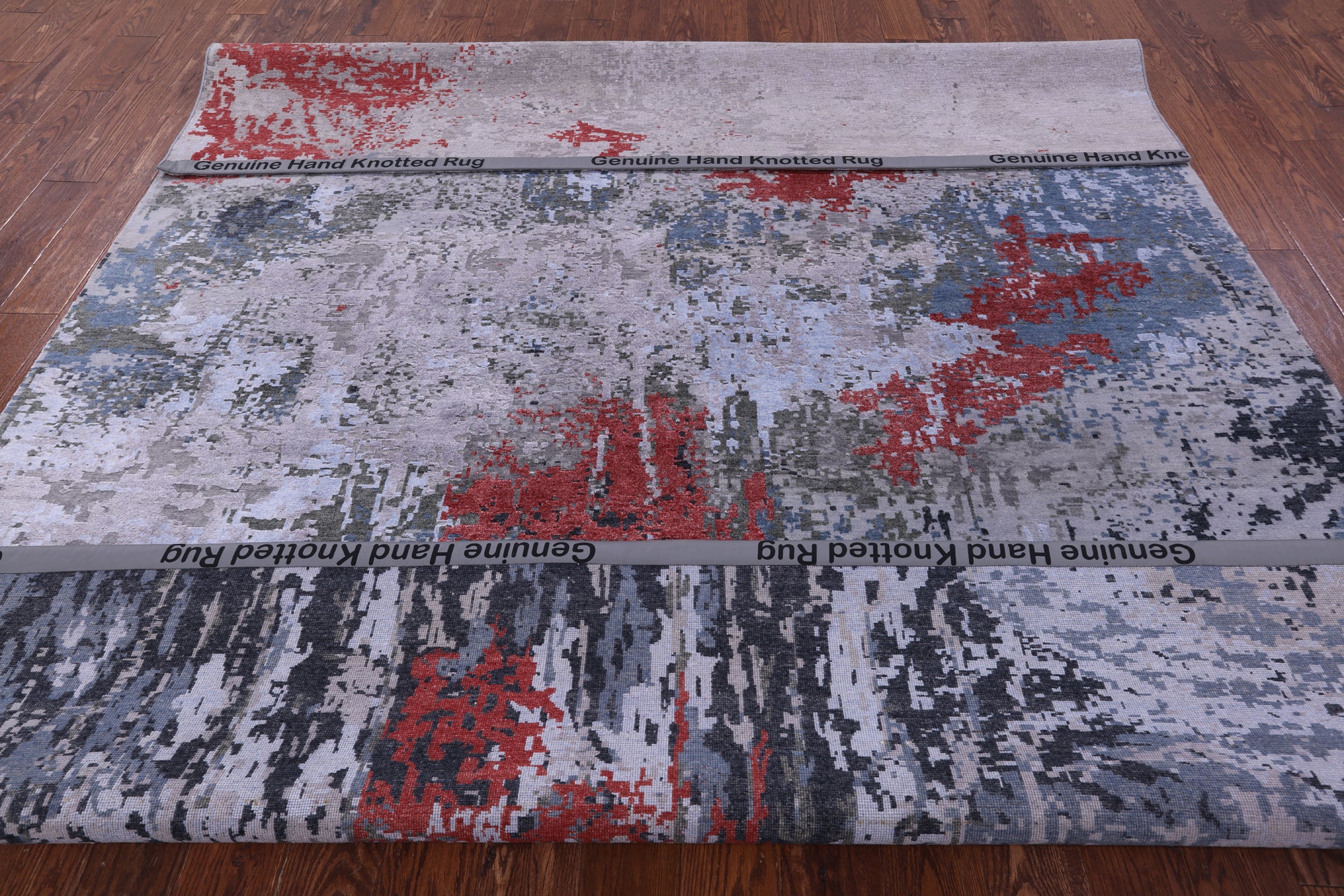 Abstract Contemporary Hand Knotted Wool & Silk Rug - 7' 11" X 10' 0" - Golden Nile
