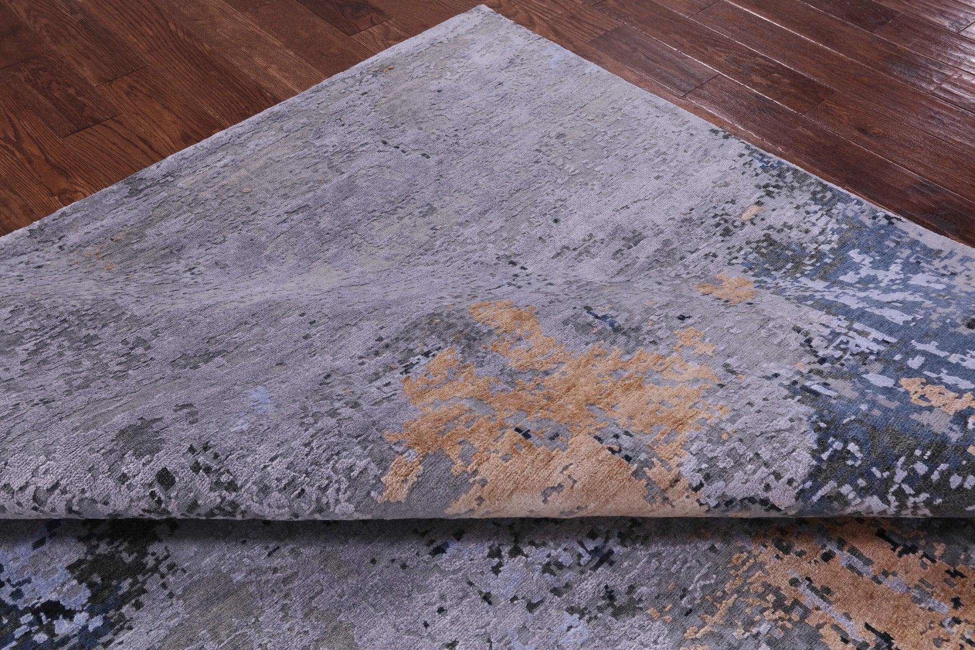 Abstract Contemporary Hand Knotted Wool & Silk Rug - 7' 1" X 10' 2" - Golden Nile