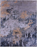 Abstract Contemporary Hand Knotted Wool & Silk Rug - 7' 1" X 10' 2" - Golden Nile