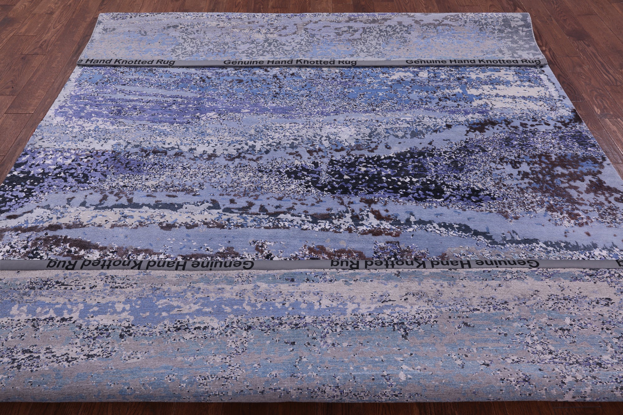 Abstract Contemporary Hand Knotted Wool & Silk Rug - 7' 11" X 10' 2" - Golden Nile