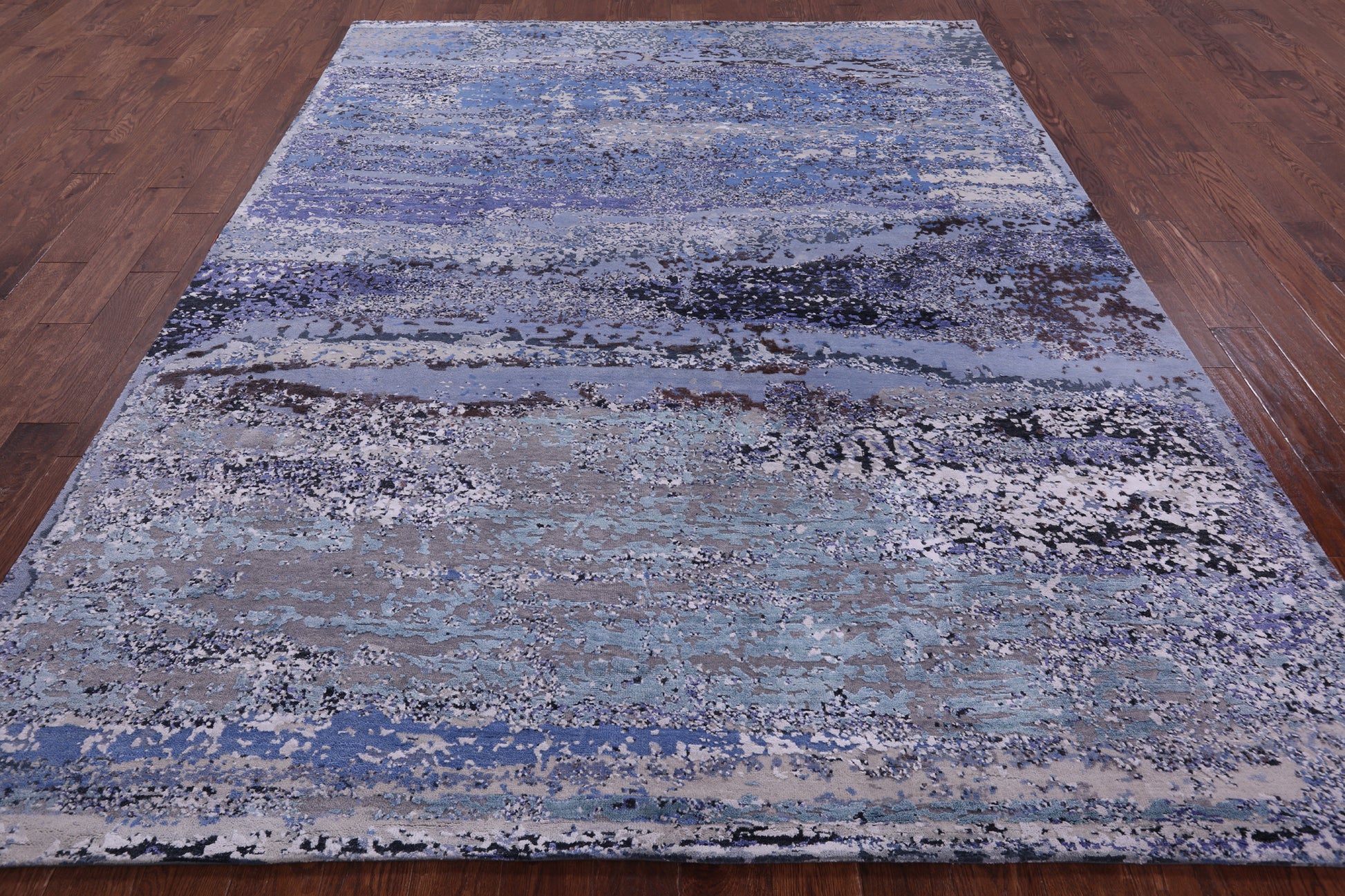 Abstract Contemporary Hand Knotted Wool & Silk Rug - 7' 11" X 10' 2" - Golden Nile