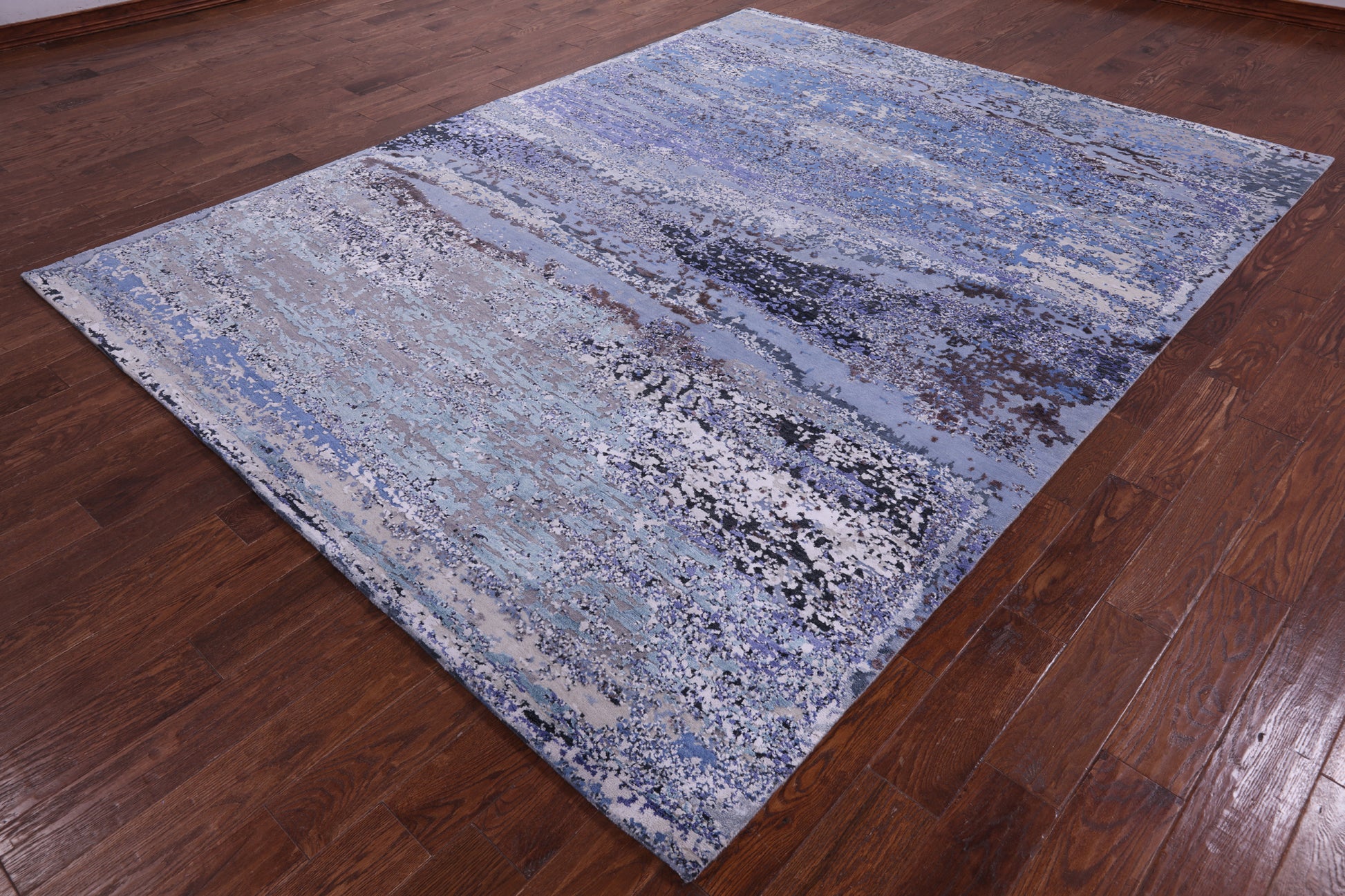 Abstract Contemporary Hand Knotted Wool & Silk Rug - 7' 11" X 10' 2" - Golden Nile