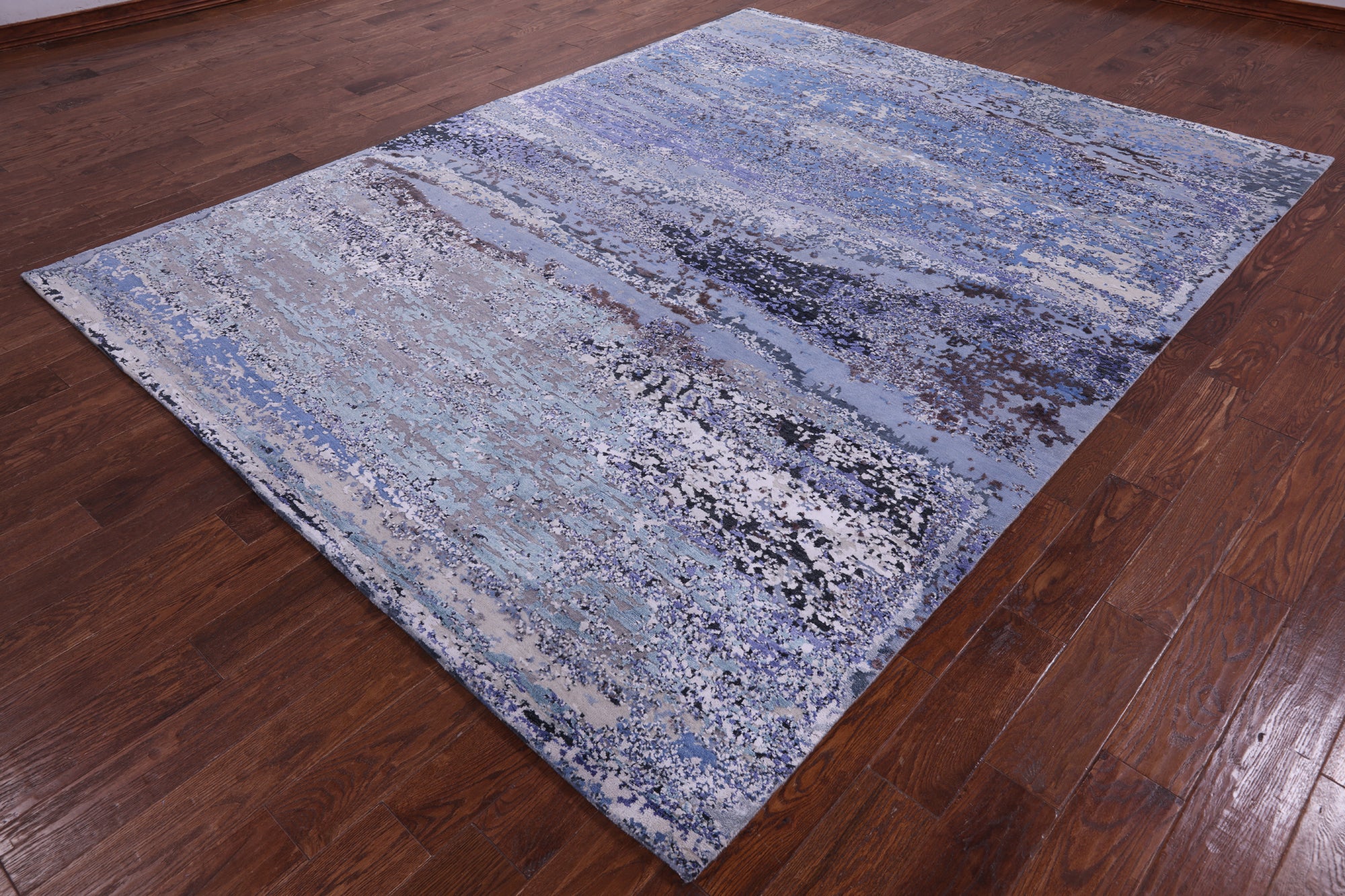 Abstract Contemporary Hand Knotted Wool & Silk Rug - 7' 11" X 10' 2" - Golden Nile