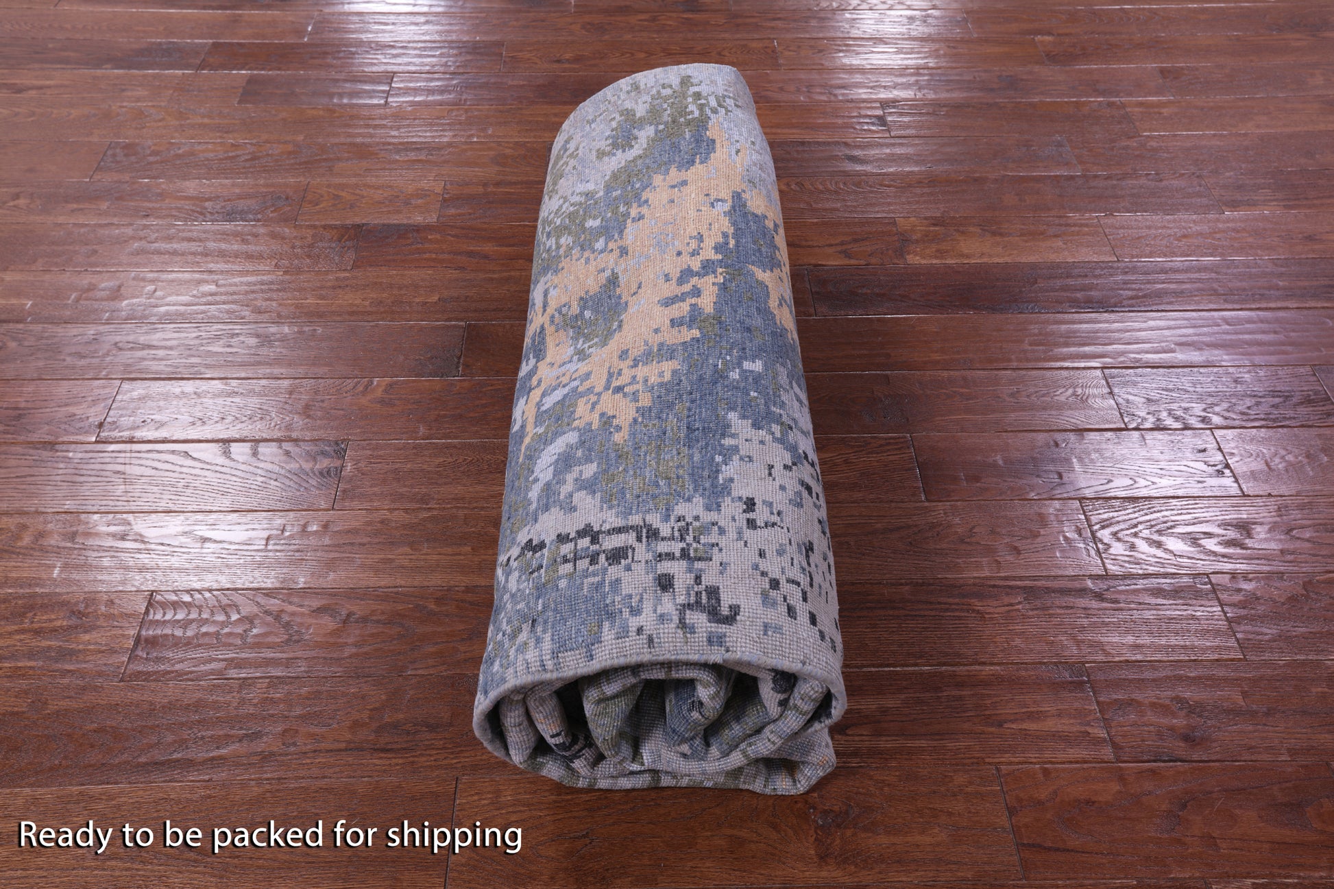 Round Contemporary Hand Knotted Wool & Silk Rug - 10' 0" X 10' 0" - Golden Nile