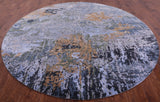 Round Contemporary Hand Knotted Wool & Silk Rug - 10' 0" X 10' 0" - Golden Nile