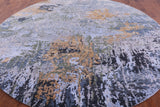 Round Contemporary Hand Knotted Wool & Silk Rug - 10' 0" X 10' 0" - Golden Nile