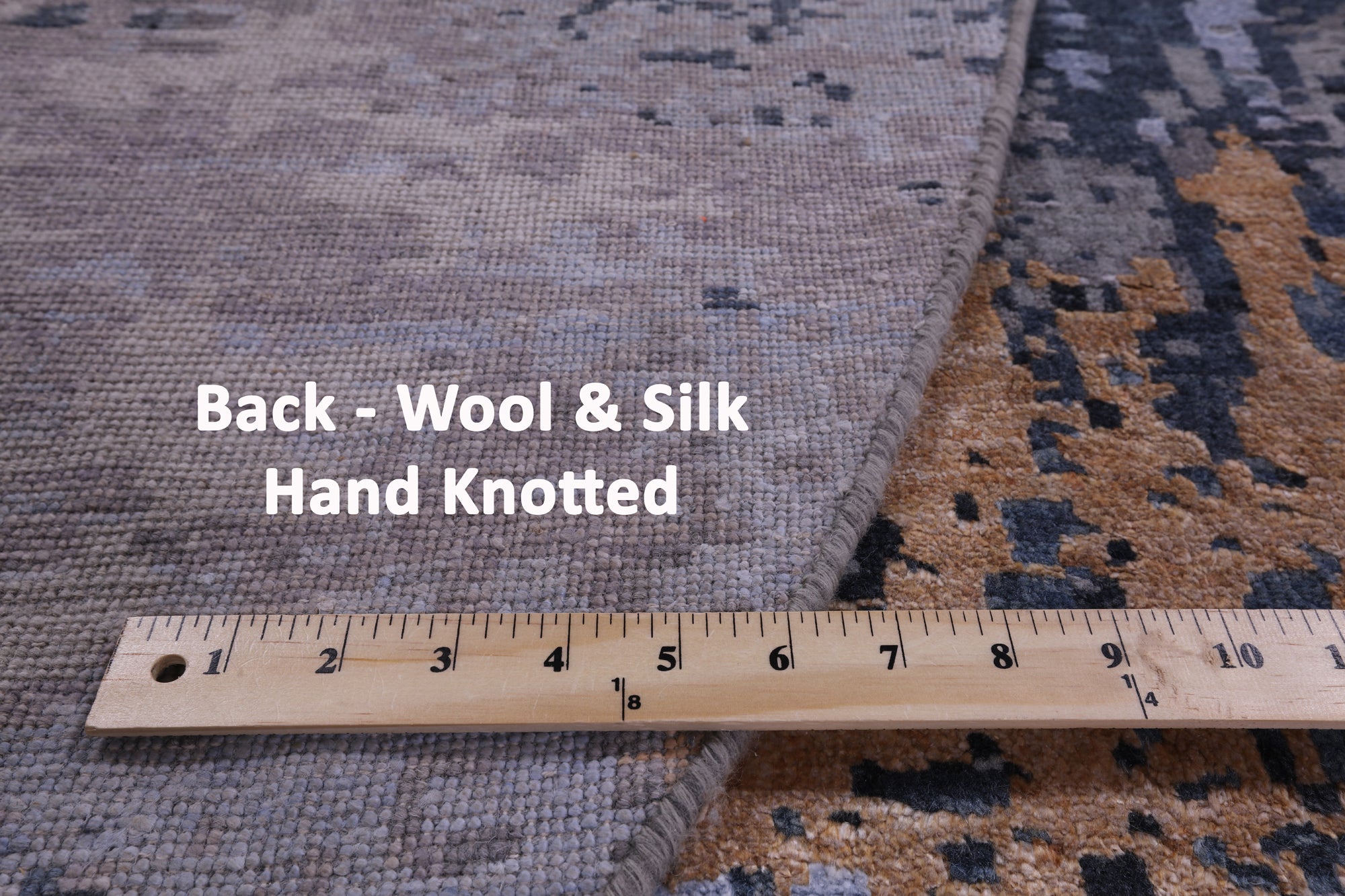 Round Contemporary Handmade Wool & Silk Rug - 8' 1" X 8' 2" - Golden Nile