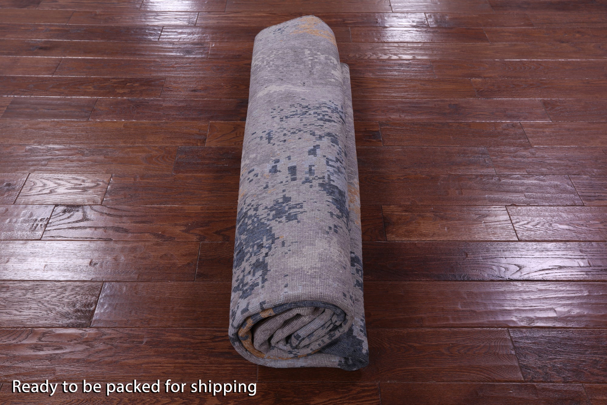 Round Contemporary Handmade Wool & Silk Rug - 8' 1" X 8' 2" - Golden Nile