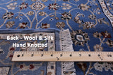 Blue Persian Nain Hand Knotted Wool & Silk Runner Rug - 2' 9" X 31' 10" - Golden Nile