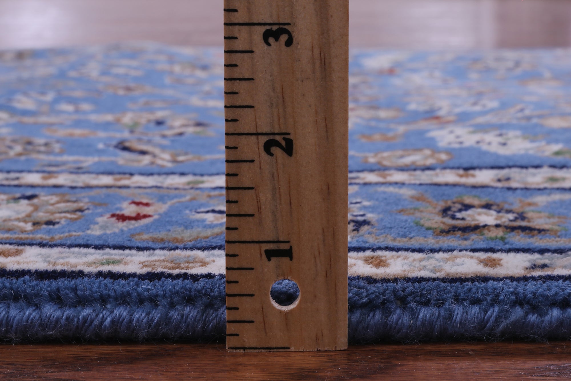 Blue Persian Nain Hand Knotted Wool & Silk Runner Rug - 2' 9" X 31' 10" - Golden Nile
