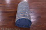Blue Persian Nain Hand Knotted Wool & Silk Runner Rug - 2' 9" X 31' 10" - Golden Nile