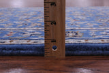 Blue Persian Nain Hand Knotted Wool & Silk Runner Rug - 2' 7" X 29' 9" - Golden Nile