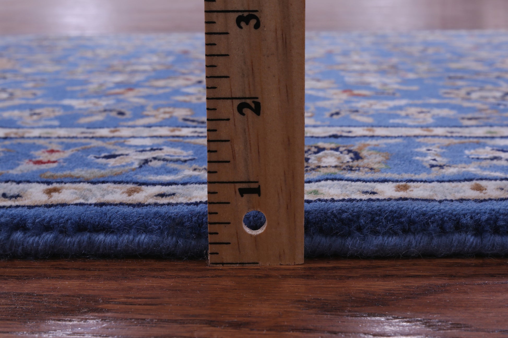 Blue Persian Nain Hand Knotted Wool & Silk Runner Rug - 2' 7" X 29' 9" - Golden Nile