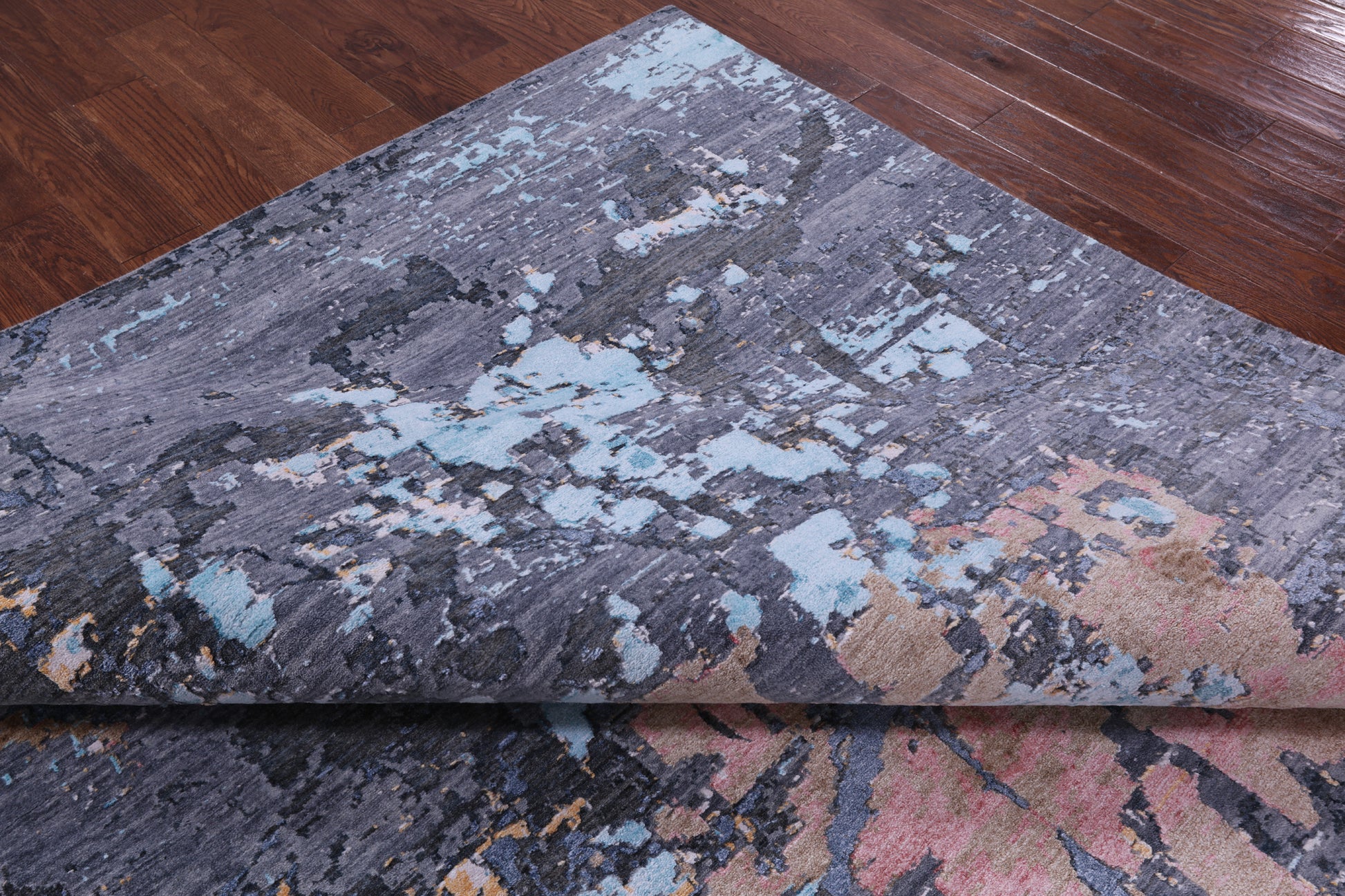 Abstract Modern Hand Knotted Wool & Silk Rug - 9' 1" X 12' 0" - Golden Nile