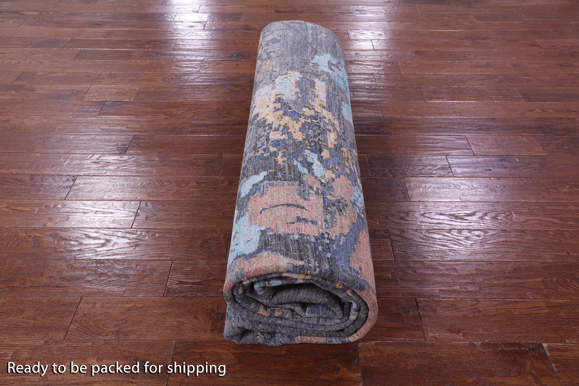 Abstract Modern Hand Knotted Wool & Silk Rug - 9' 1" X 12' 0" - Golden Nile