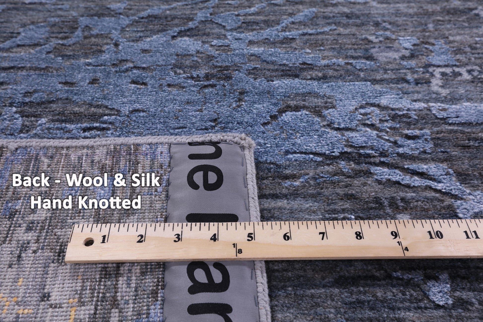 Abstract Modern Hand Knotted Wool & Silk Rug - 9' 1" X 12' 0" - Golden Nile