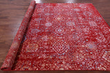 Red Contemporary Hand Knotted Wool & Silk Rug - 7' 10" X 10' 5" - Golden Nile