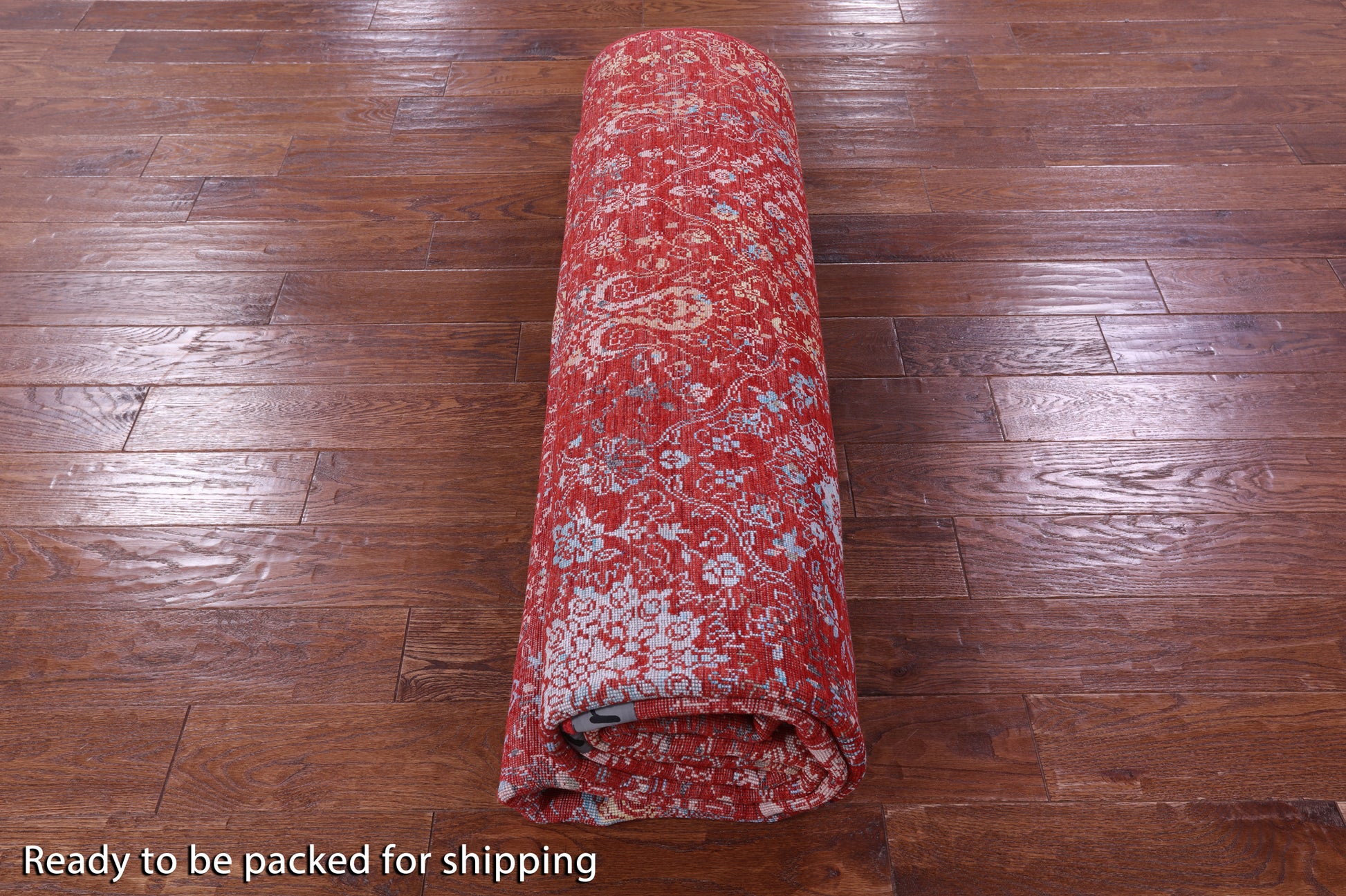 Red Contemporary Hand Knotted Wool & Silk Rug - 7' 10" X 10' 5" - Golden Nile