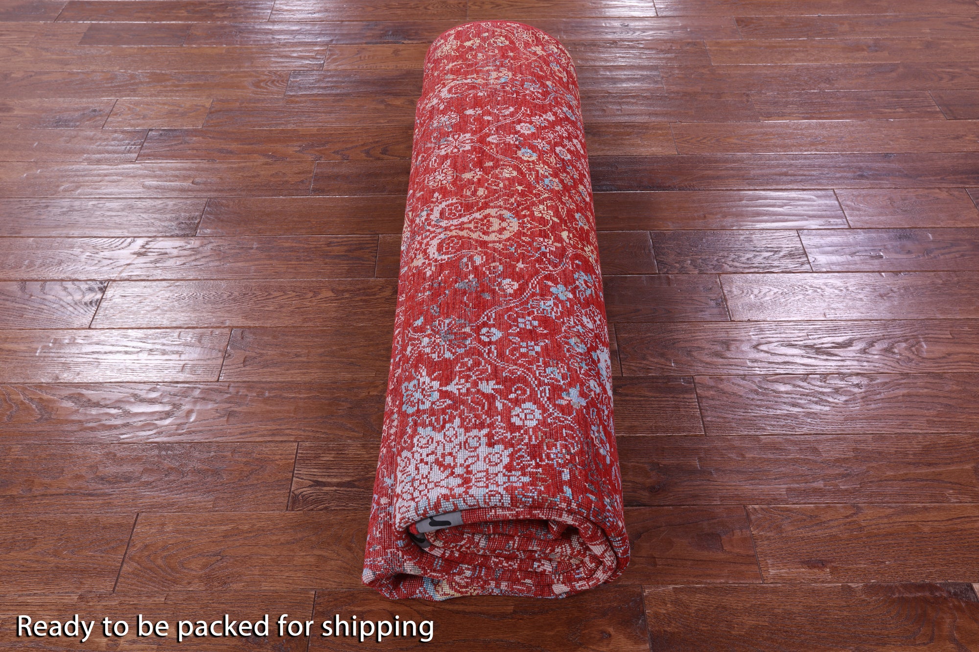 Red Contemporary Hand Knotted Wool & Silk Rug - 7' 10" X 10' 5" - Golden Nile