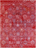 Red Contemporary Hand Knotted Wool & Silk Rug - 7' 10" X 10' 5" - Golden Nile