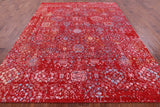 Red Contemporary Hand Knotted Wool & Silk Rug - 7' 10" X 10' 5" - Golden Nile