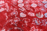 Red Contemporary Hand Knotted Wool & Silk Rug - 7' 10" X 10' 5" - Golden Nile