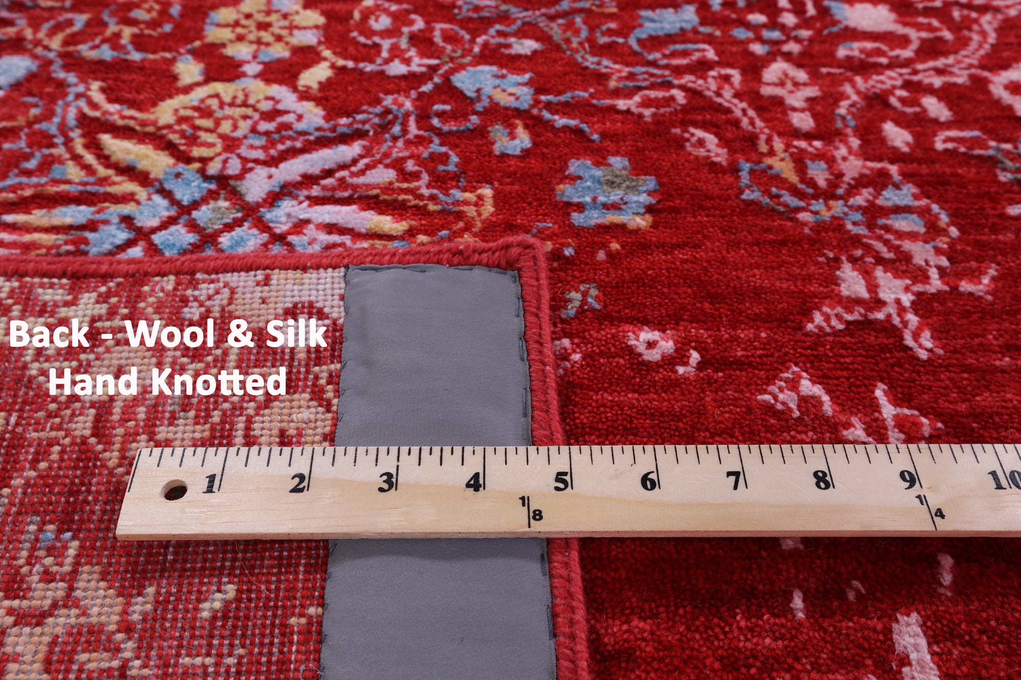 Red Contemporary Hand Knotted Wool & Silk Rug - 7' 10" X 10' 5" - Golden Nile
