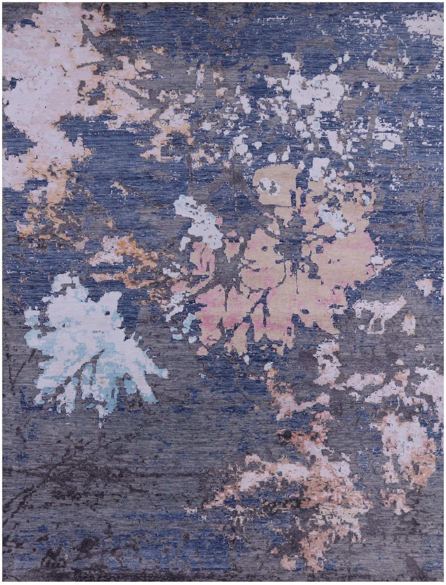 Contemporary Hand Knotted Wool & Silk Rug - 9' 0" X 11' 11" - Golden Nile