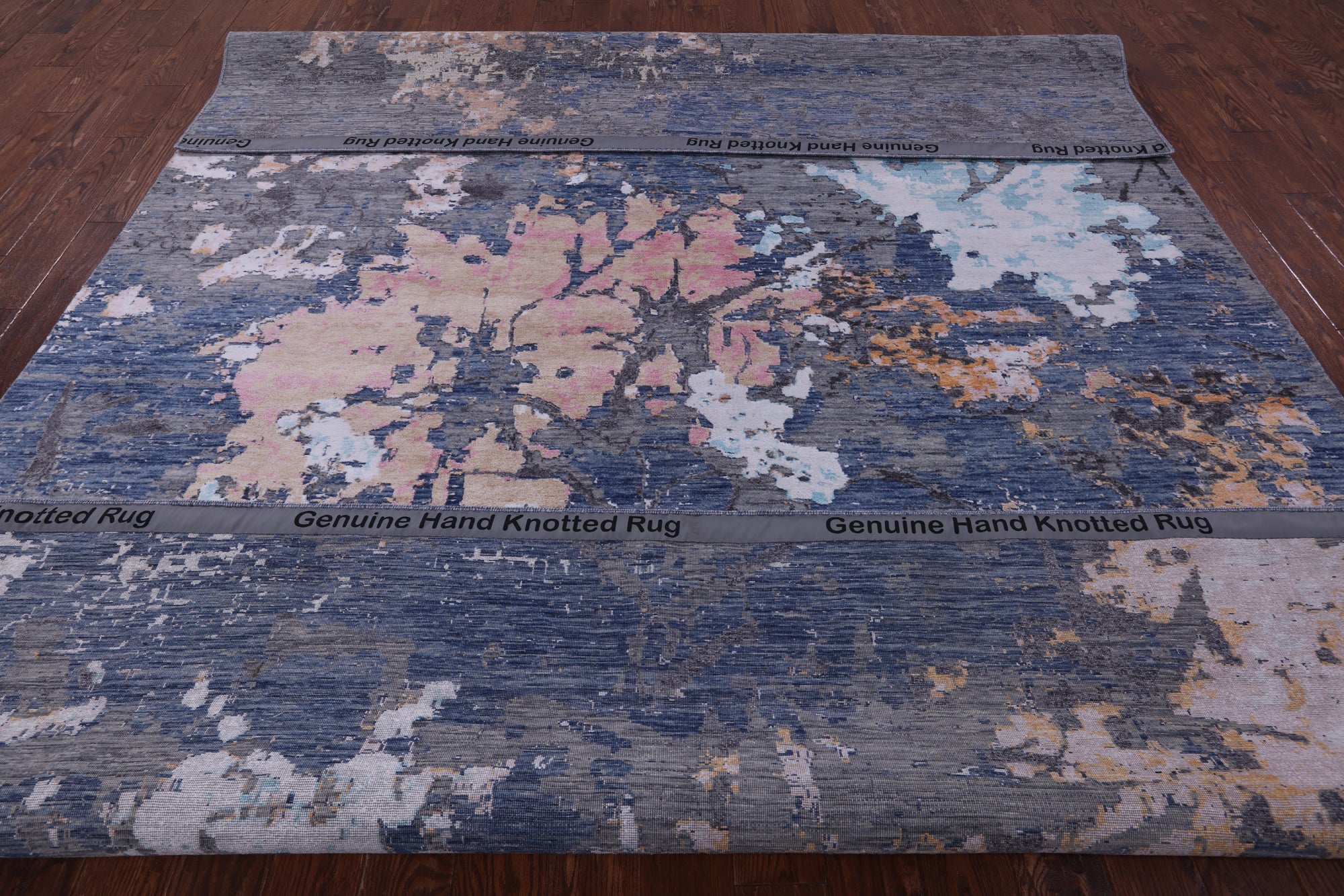 Contemporary Hand Knotted Wool & Silk Rug - 9' 0" X 11' 11" - Golden Nile