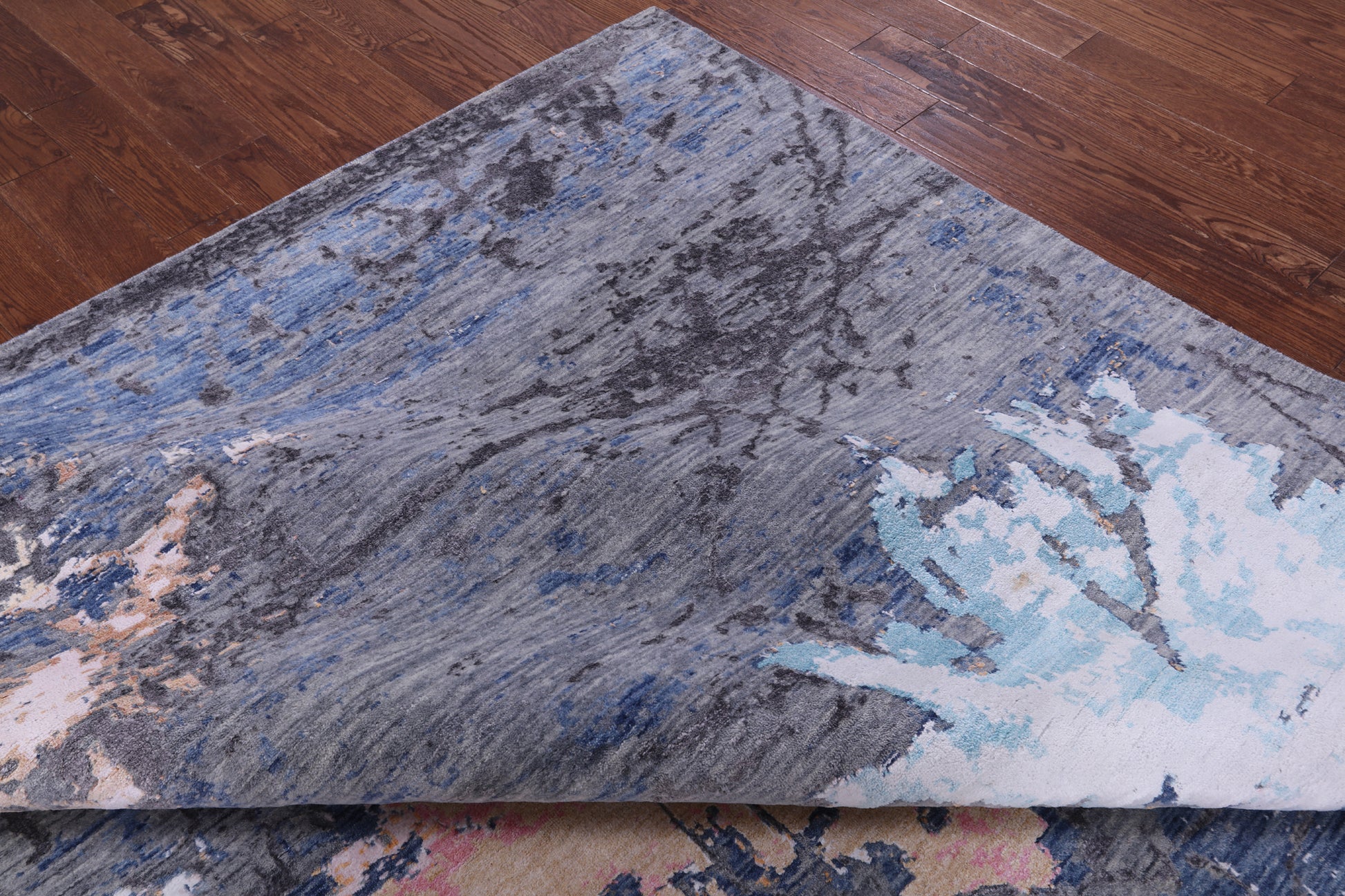Contemporary Hand Knotted Wool & Silk Rug - 9' 0" X 11' 11" - Golden Nile