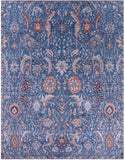 Blue Persian Hand Knotted Wool & Silk Rug - 8' 2" X 10' 5" - Golden Nile