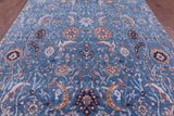 Blue Persian Hand Knotted Wool & Silk Rug - 8' 2" X 10' 5" - Golden Nile