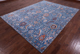 Blue Persian Hand Knotted Wool & Silk Rug - 8' 2" X 10' 5" - Golden Nile