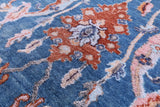 Blue Persian Hand Knotted Wool & Silk Rug - 8' 2" X 10' 5" - Golden Nile